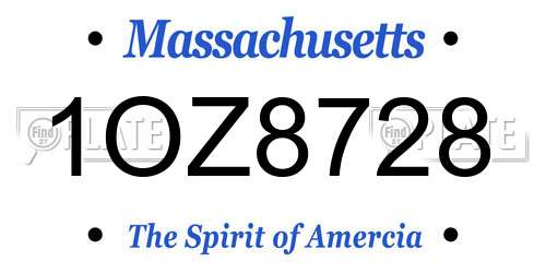 1OZ8728 Massachusetts License Plate