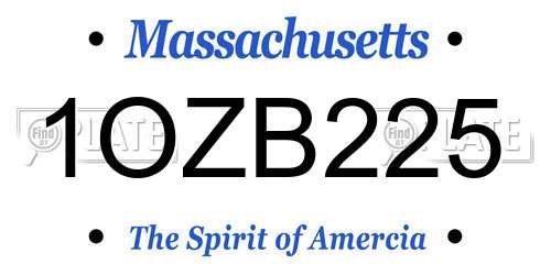 1OZB225 Massachusetts License Plate
