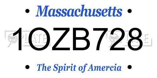 1OZB728 Massachusetts License Plate