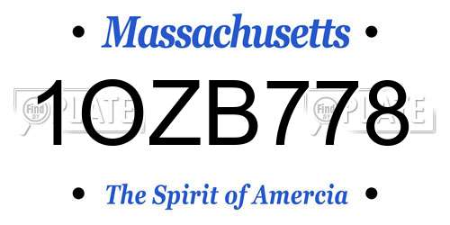 1OZB778 Massachusetts License Plate