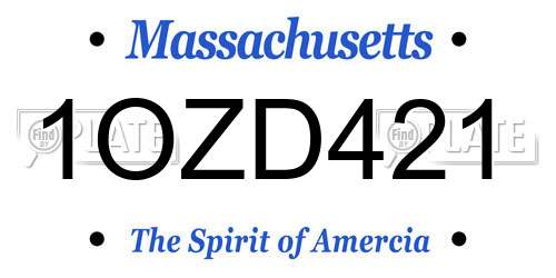 1OZD421 Massachusetts License Plate