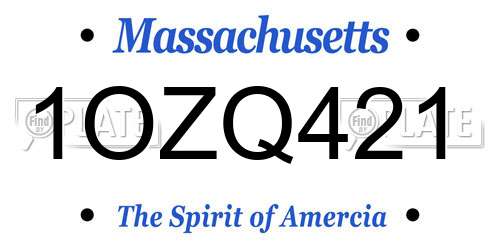 1OZQ421 Massachusetts License Plate