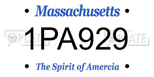 1PA929 Massachusetts License Plate