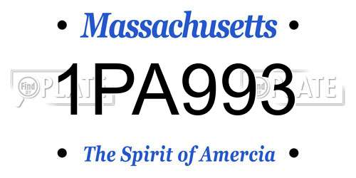 1PA993 Massachusetts License Plate