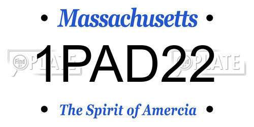 1PAD22 Massachusetts License Plate