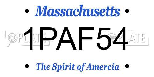1PAF54 Massachusetts License Plate