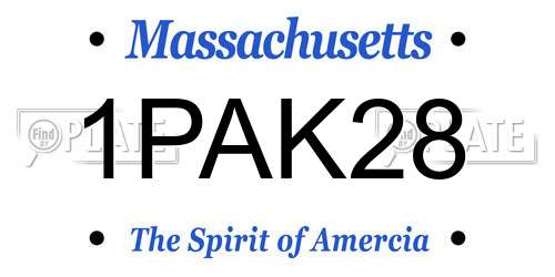 1PAK28 Massachusetts License Plate
