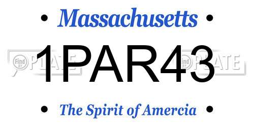 1PAR43 Massachusetts License Plate