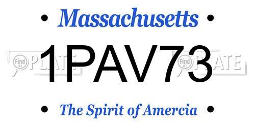 1PAV73 Massachusetts License Plate