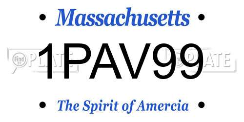 1PAV99 Massachusetts License Plate