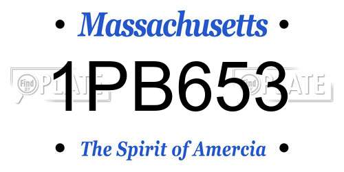 1PB653 Massachusetts License Plate