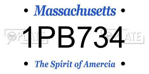 1PB734 Massachusetts License Plate