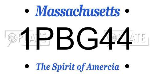 1PBG44 Massachusetts License Plate