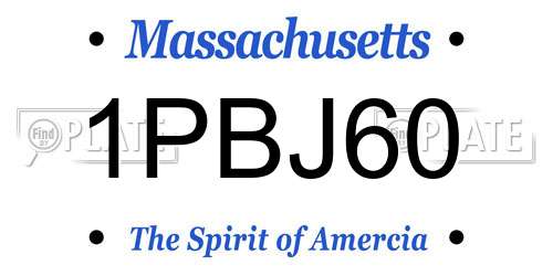1PBJ60 Massachusetts License Plate