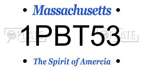 1PBT53 Massachusetts License Plate