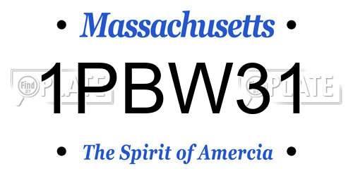1PBW31 Massachusetts License Plate