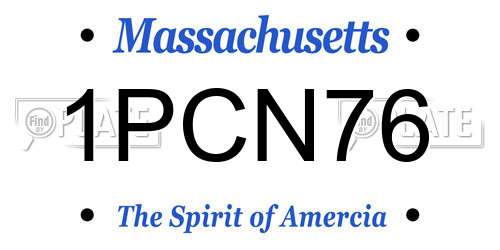 1PCN76 Massachusetts License Plate