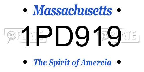 1PD919 Massachusetts License Plate