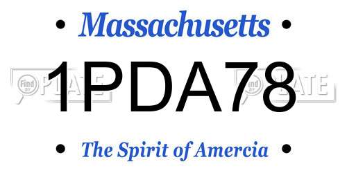 1PDA78 Massachusetts License Plate