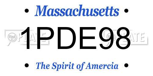 1PDE98 Massachusetts License Plate