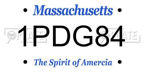 1PDG84 Massachusetts License Plate