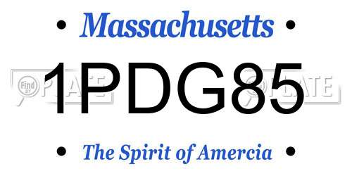 1PDG85 Massachusetts License Plate