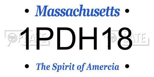 1PDH18 Massachusetts License Plate