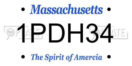 1PDH34 Massachusetts License Plate
