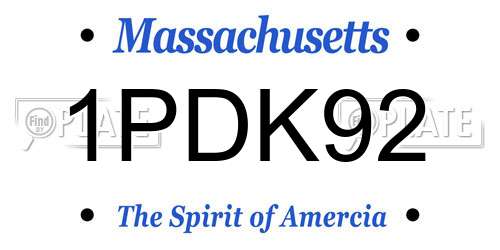 1PDK92 Massachusetts License Plate