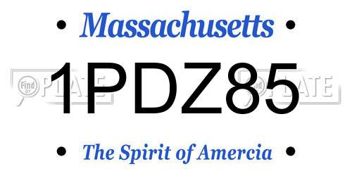 1PDZ85 Massachusetts License Plate