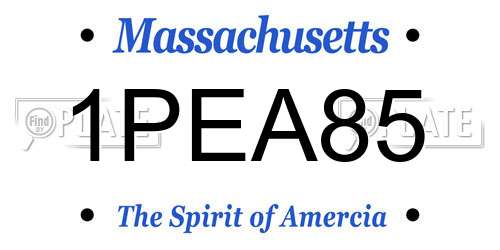 1PEA85 Massachusetts License Plate
