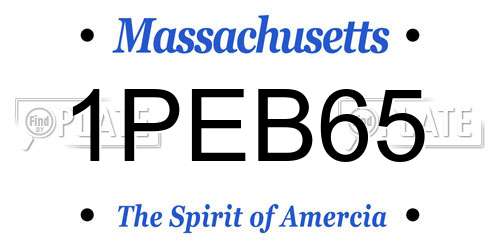 1PEB65 Massachusetts License Plate