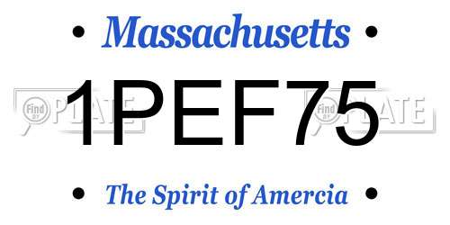 1PEF75 Massachusetts License Plate