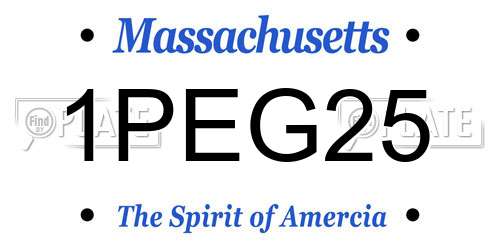 1PEG25 Massachusetts License Plate