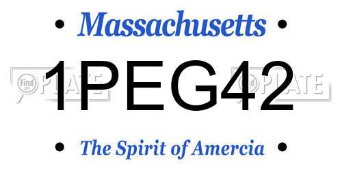 1PEG42 Massachusetts License Plate