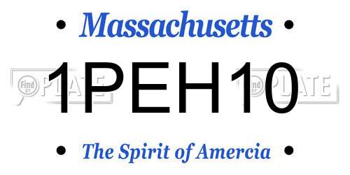1PEH10 Massachusetts License Plate