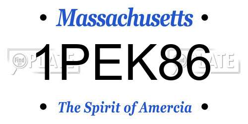 1PEK86 Massachusetts License Plate