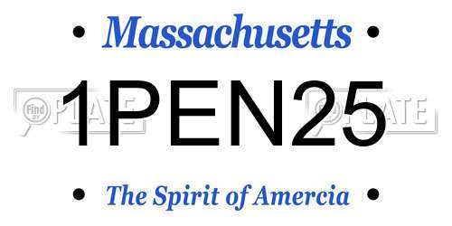 1PEN25 Massachusetts License Plate