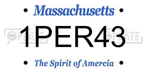 1PER43 Massachusetts License Plate
