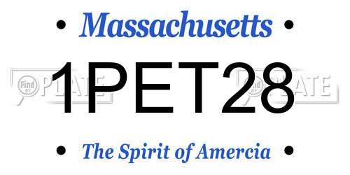 1PET28 Massachusetts License Plate