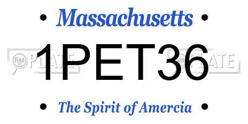 1PET36 Massachusetts License Plate