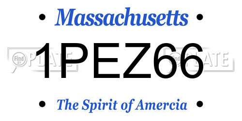 1PEZ66 Massachusetts License Plate