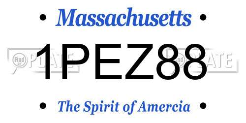 1PEZ88 Massachusetts License Plate