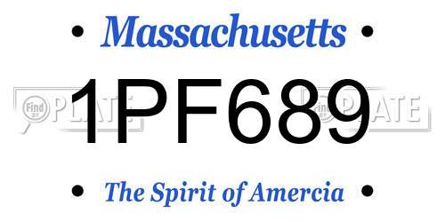1PF689 Massachusetts License Plate