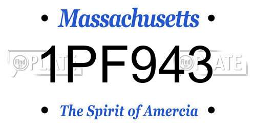 1PF943 Massachusetts License Plate
