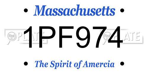 1PF974 Massachusetts License Plate