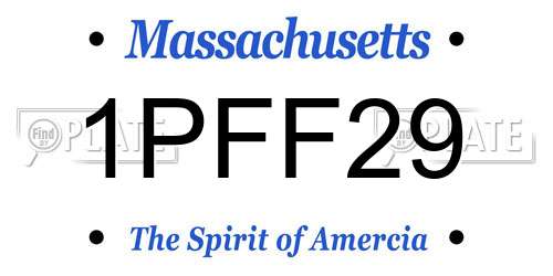 1PFF29 Massachusetts License Plate