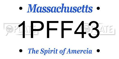 1PFF43 Massachusetts License Plate