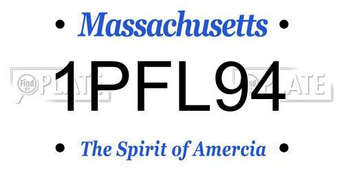 1PFL94 Massachusetts License Plate