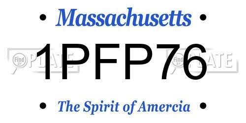 1PFP76 Massachusetts License Plate
